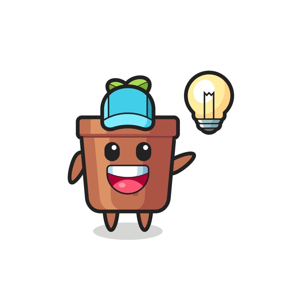 plant pot character cartoon getting the idea vector