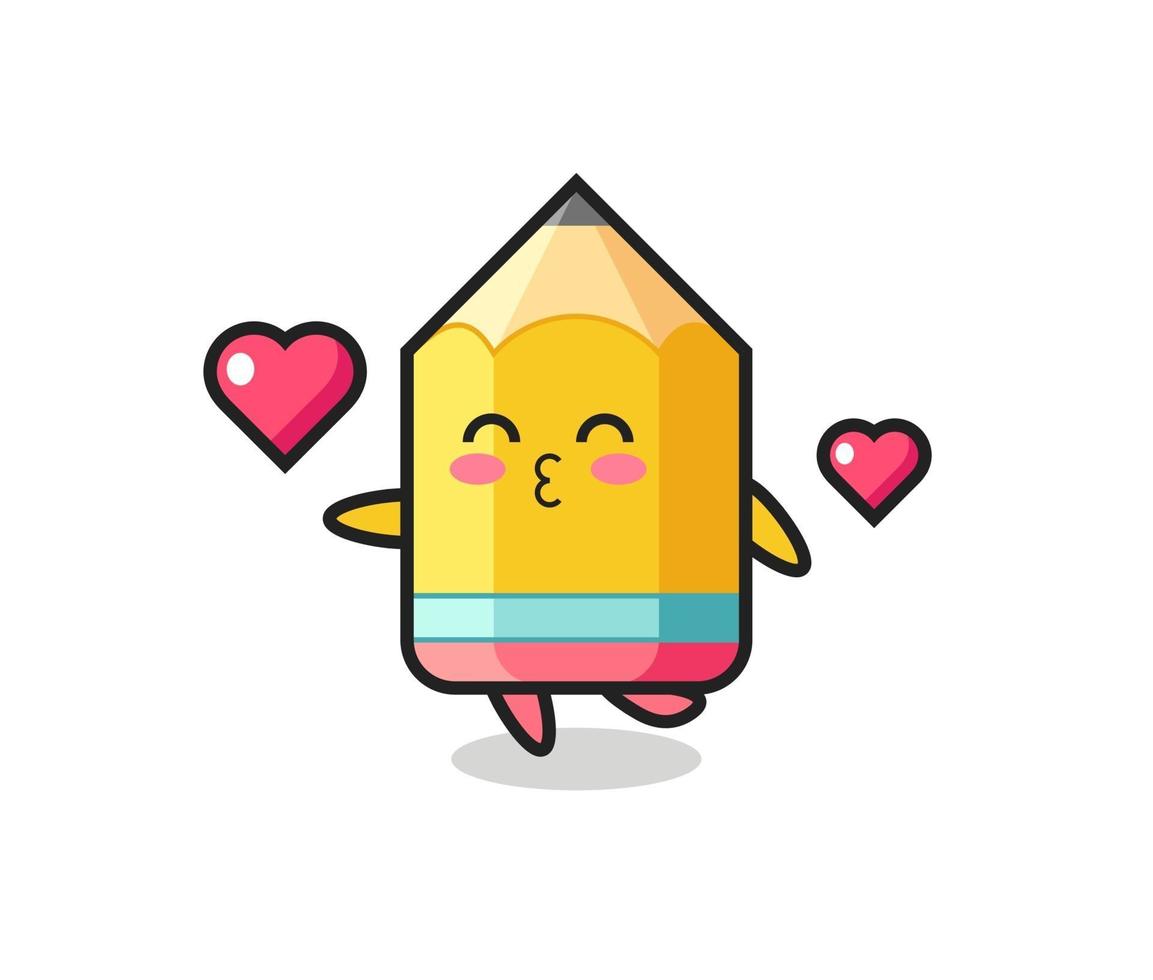 pencil character cartoon with kissing gesture vector