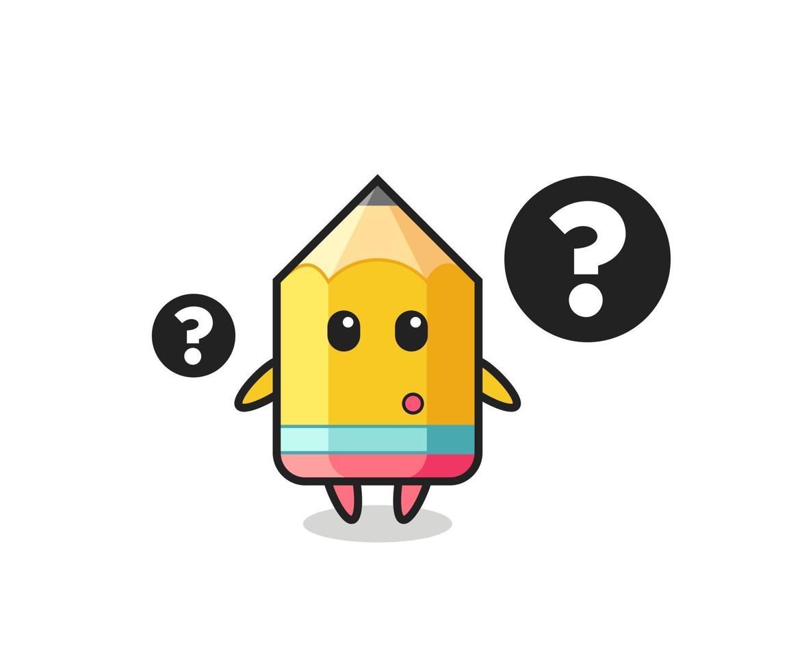 Cartoon Illustration of pencil with the question mark vector