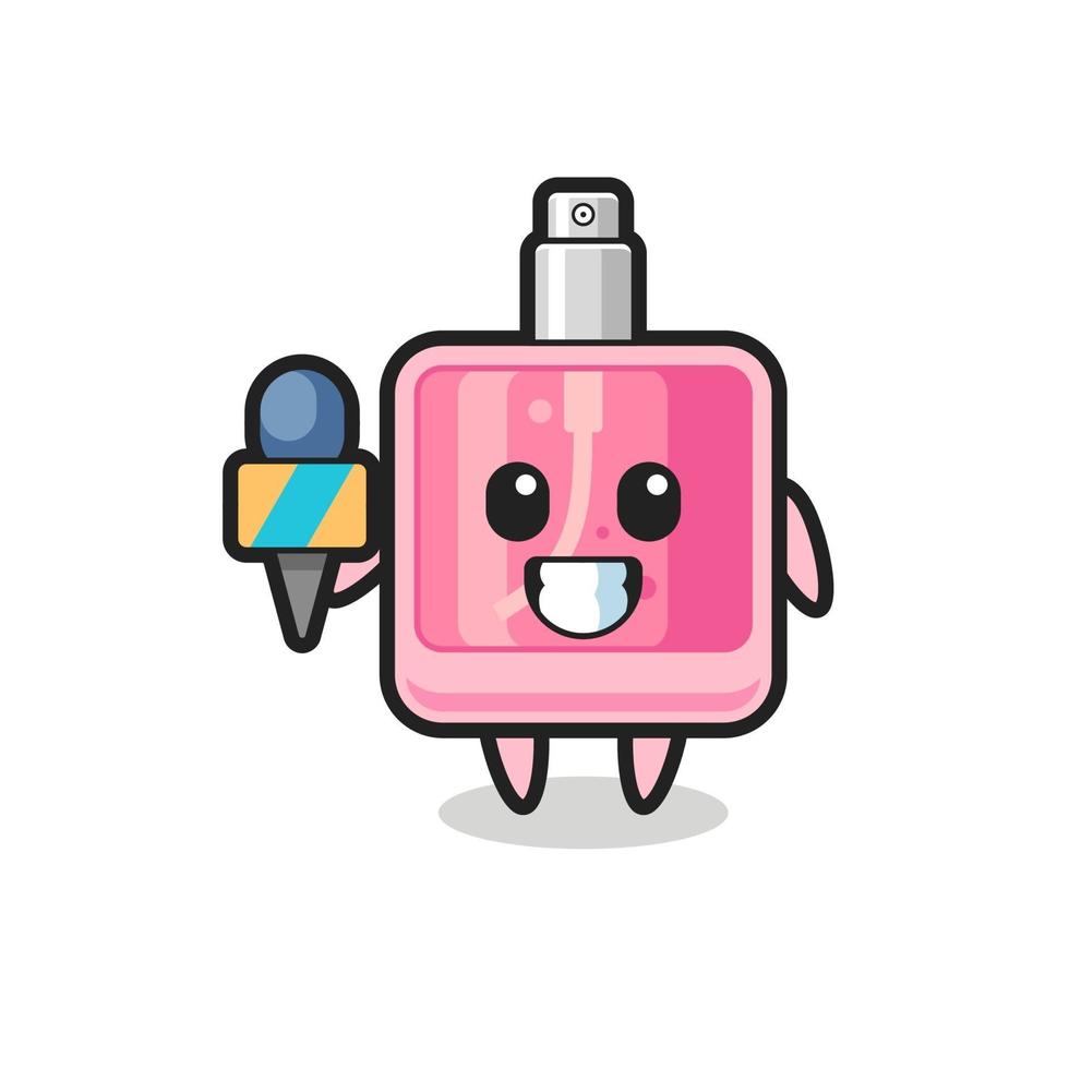 mascota de personaje de perfume como reportero de noticias. vector