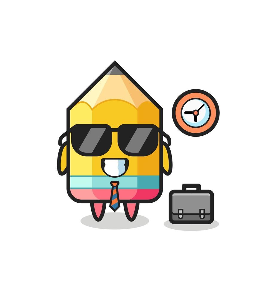 Cartoon mascot of pencil as a businessman vector