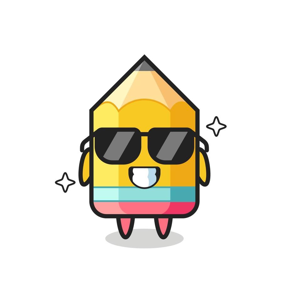 Cartoon mascot of pencil with cool gesture vector