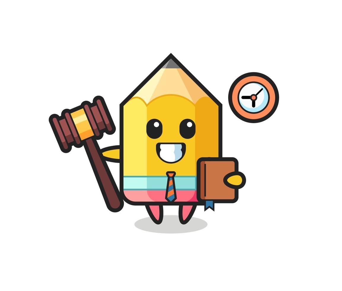 Mascot cartoon of pencil as a judge vector