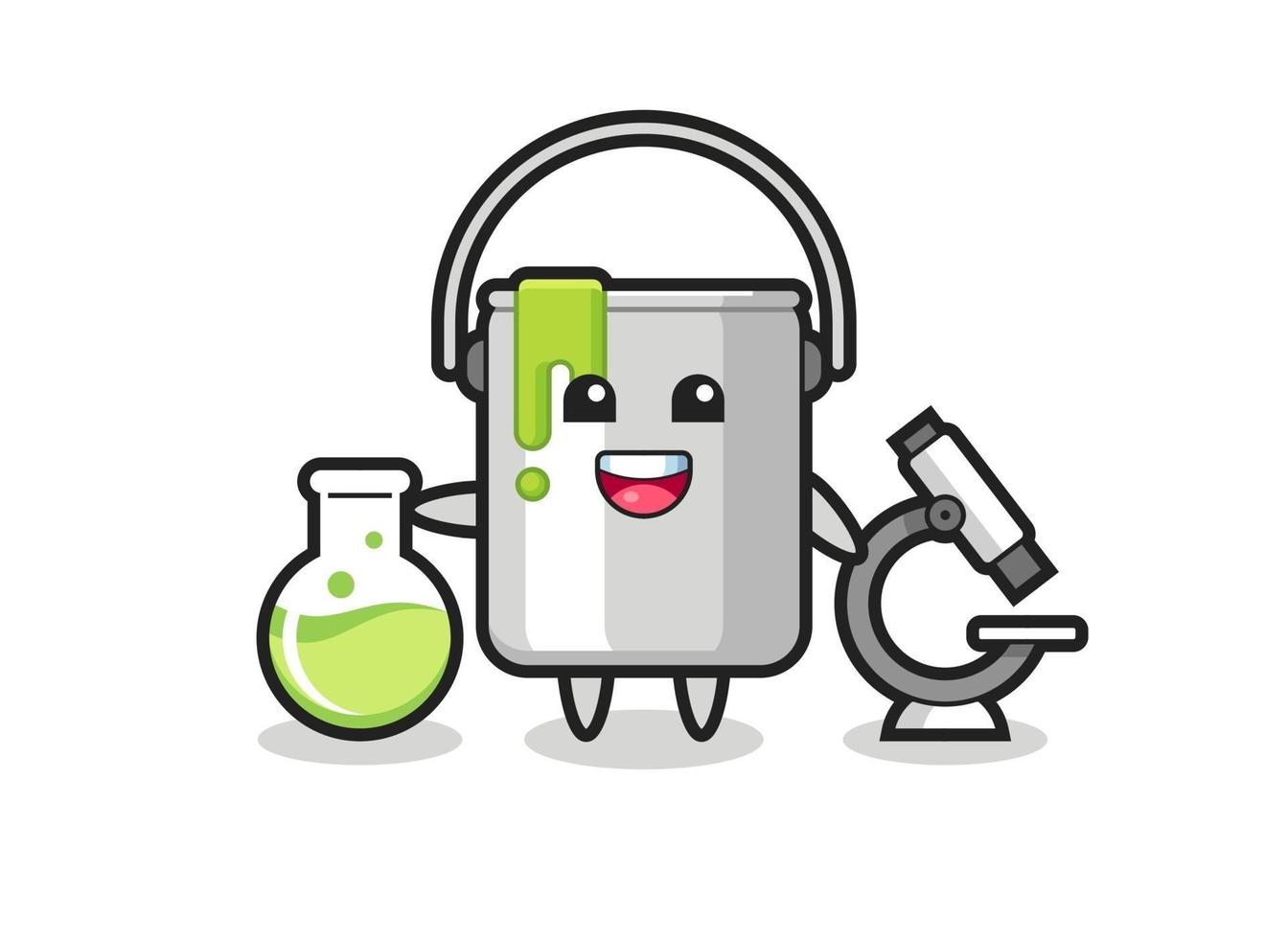 Mascot character of paint tin as a scientist vector