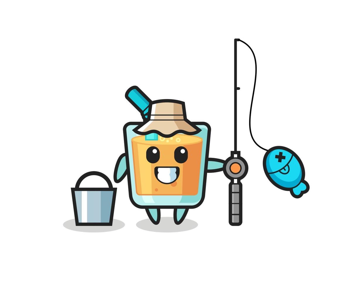 Mascot character of orange juice as a fisherman vector