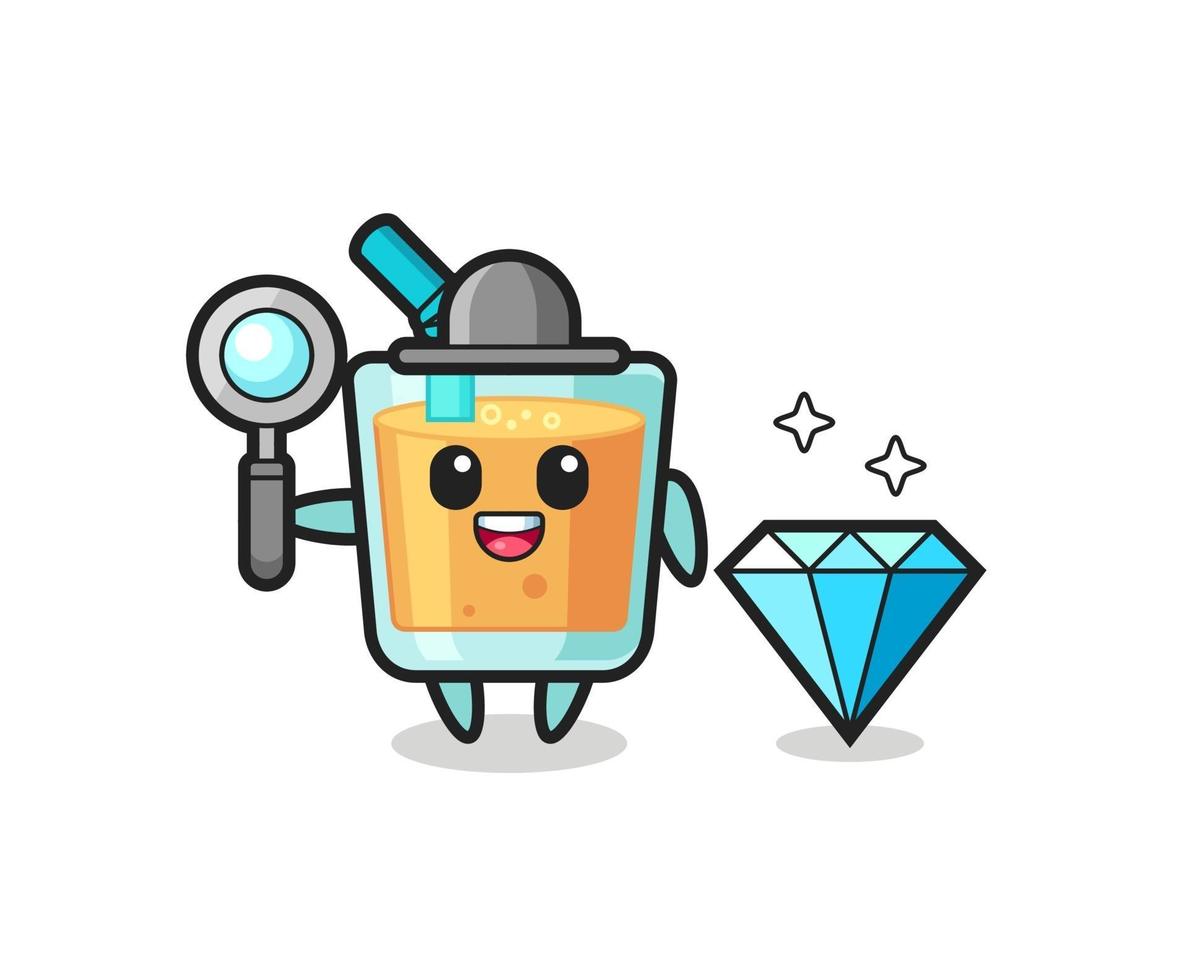 Illustration of orange juice character with a diamond vector