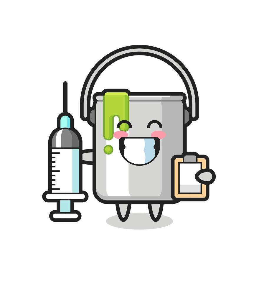 Ilustración de mascota de lata de pintura como médico vector