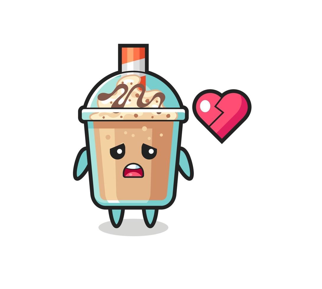 milkshake cartoon illustration is broken heart vector