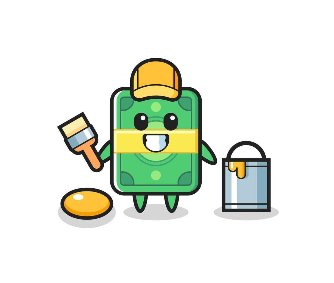 Character Illustration of money as a painter vector