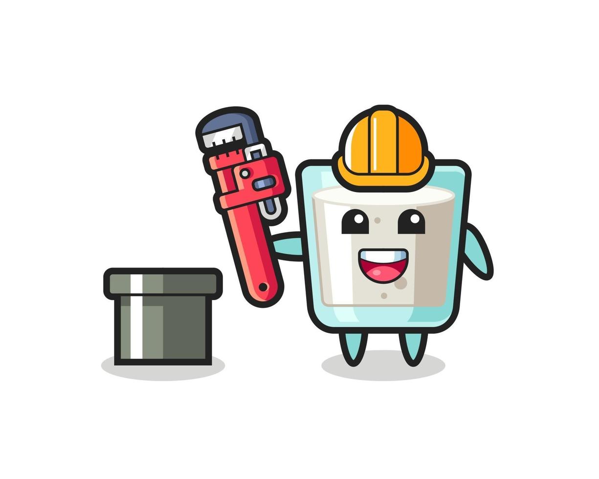 Character Illustration of milk as a plumber vector