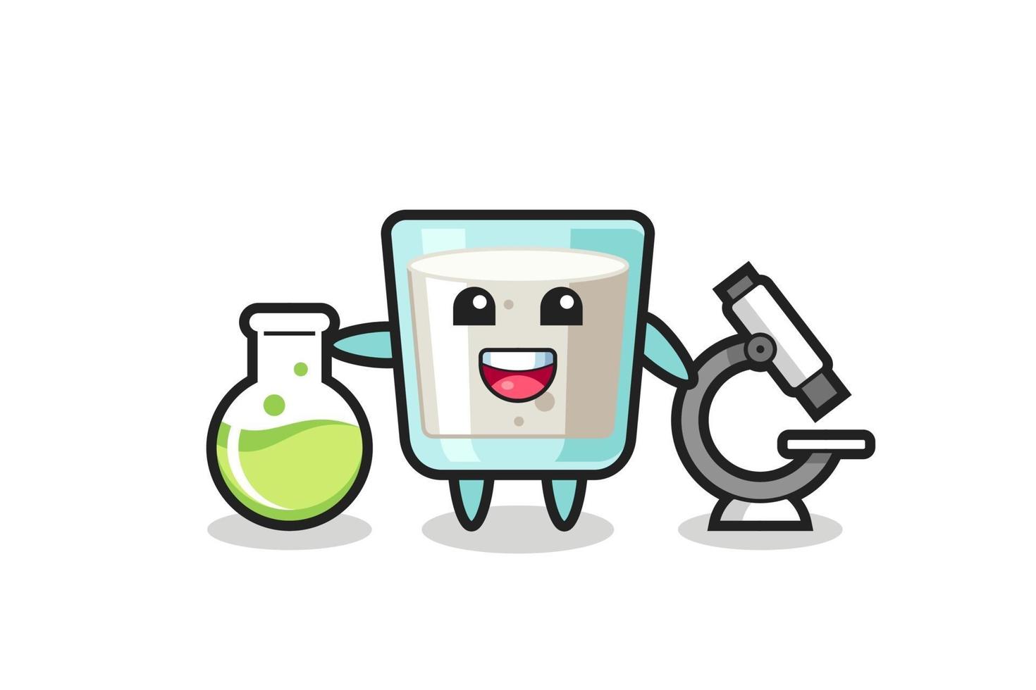 Mascot character of milk as a scientist vector