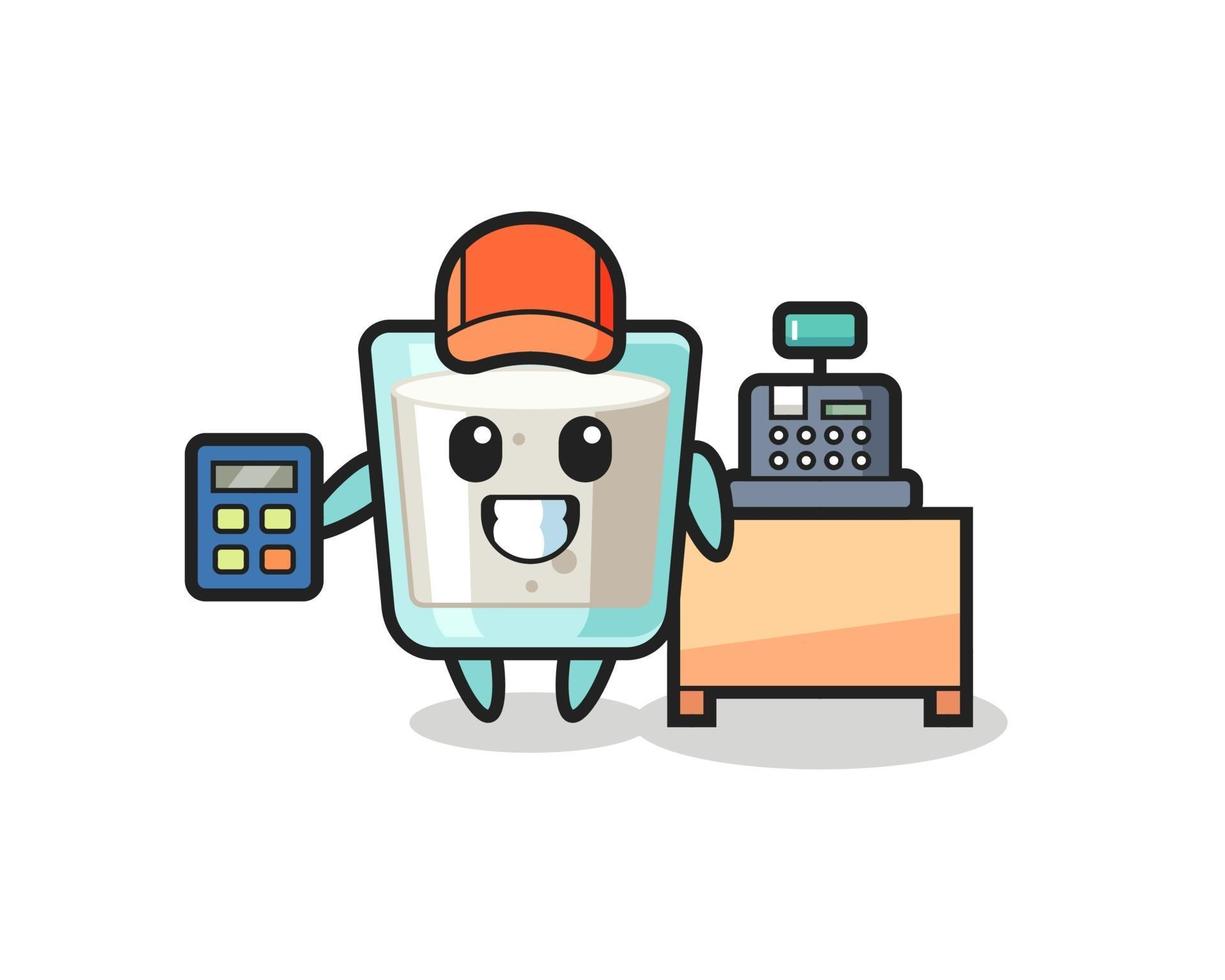 Illustration of milk character as a cashier vector