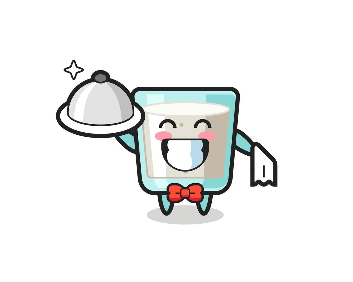 Character mascot of milk as a waiters vector