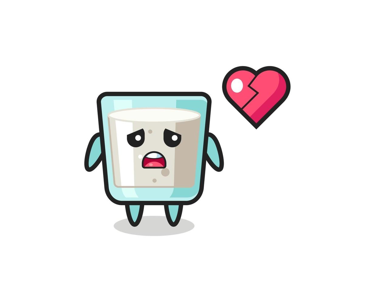 milk cartoon illustration is broken heart vector