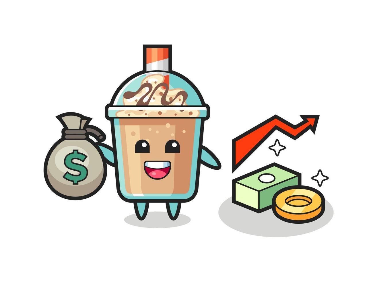 milkshake illustration cartoon holding money sack vector