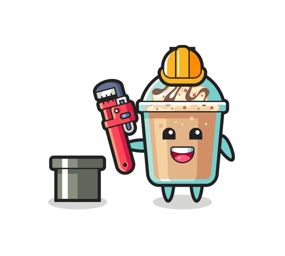 Character Illustration of milkshake as a plumber vector