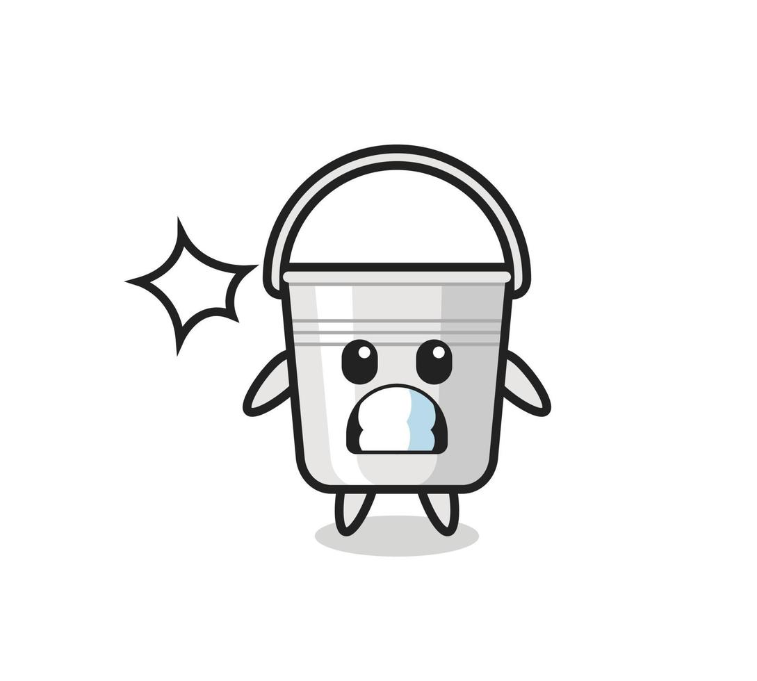 metal bucket character cartoon with shocked gesture vector