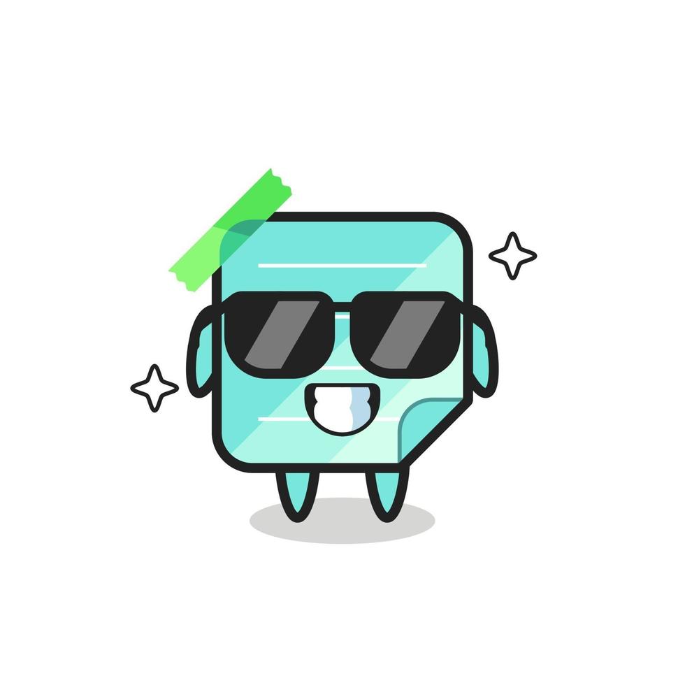 Cartoon mascot of sticky notes with cool gesture vector