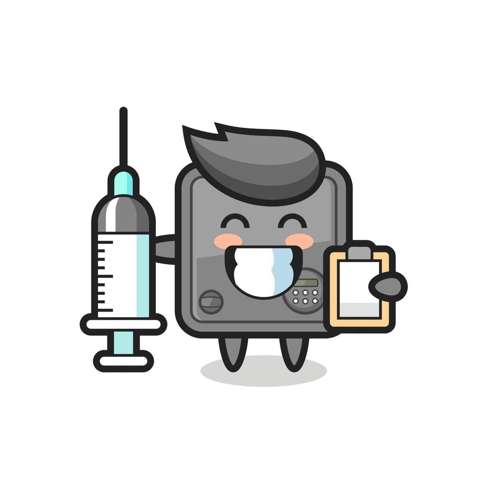 Mascot Illustration of safe box as a doctor vector