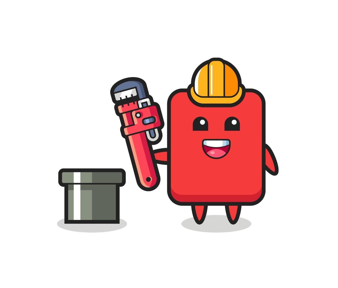 Ilustración de personaje de tarjeta roja como fontanero. vector