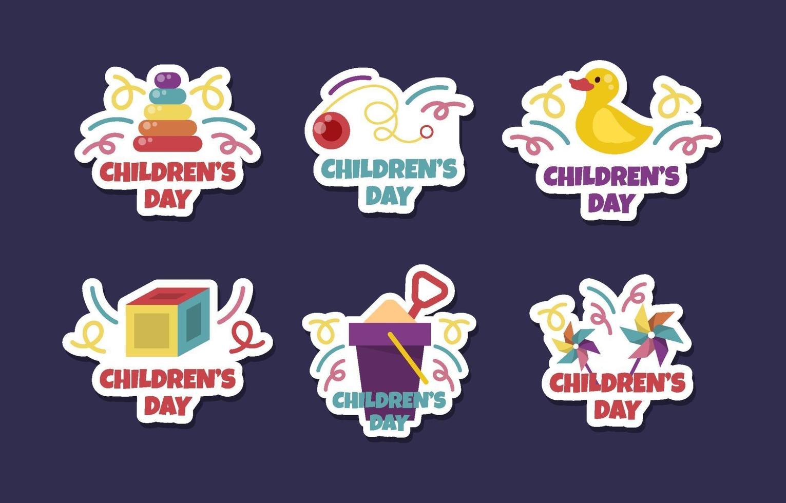 Childrens Day Sticker Collection vector