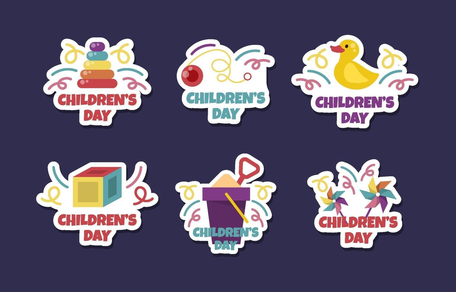 Childrens Day Sticker Collection vector