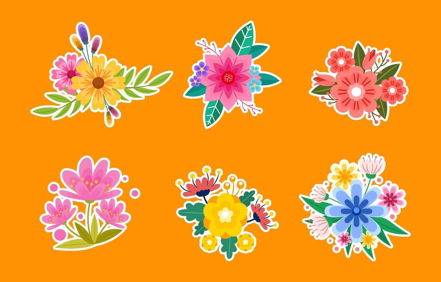 elementos de pegatinas florales vector