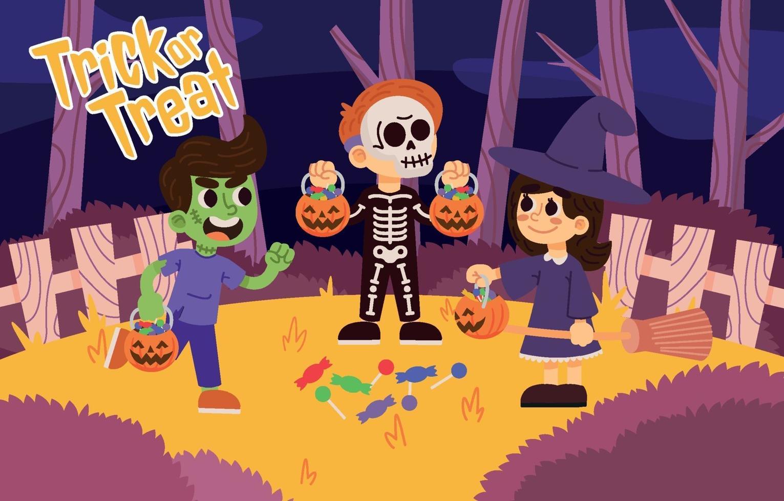 Group of Kids Celebrate Halloween Party vector