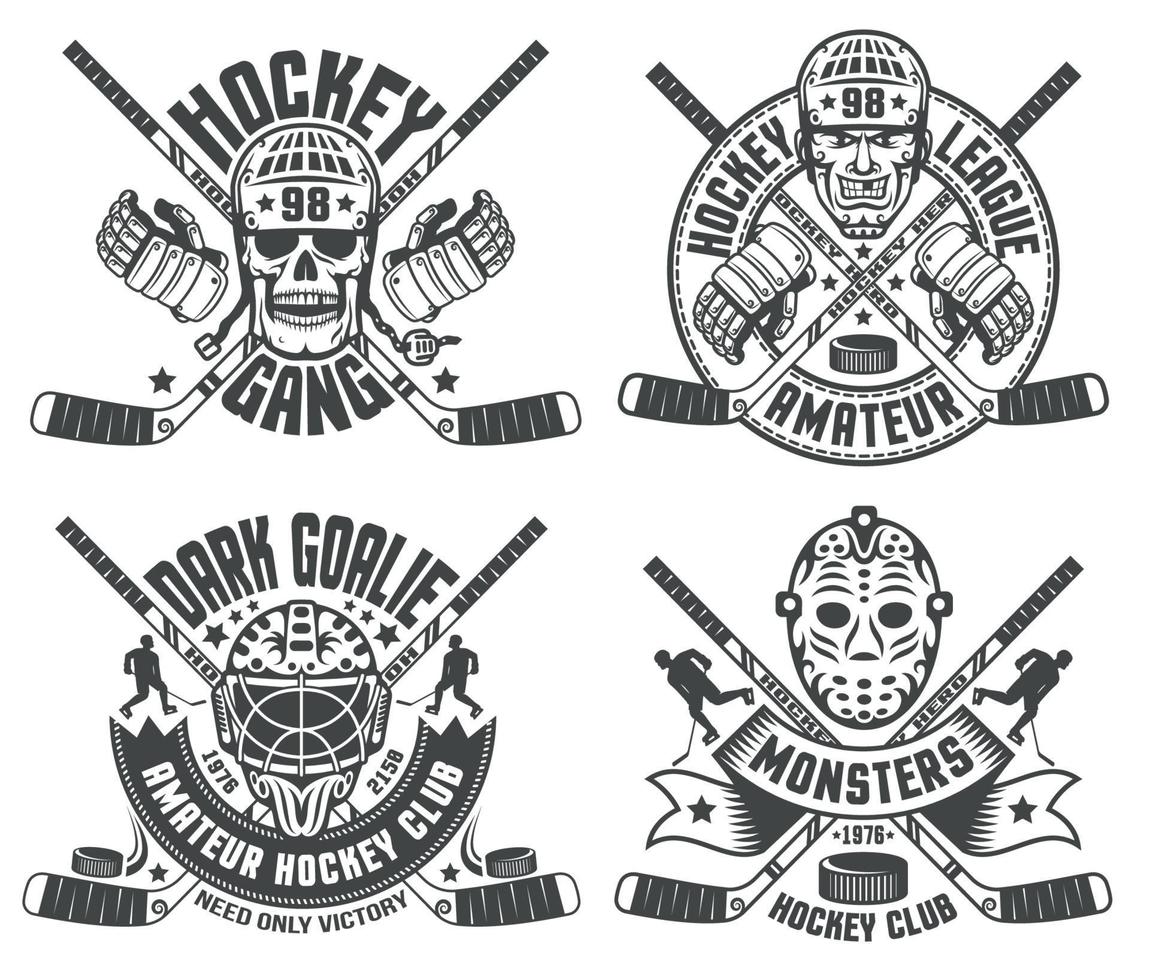 Hockey logos goalie masks vector