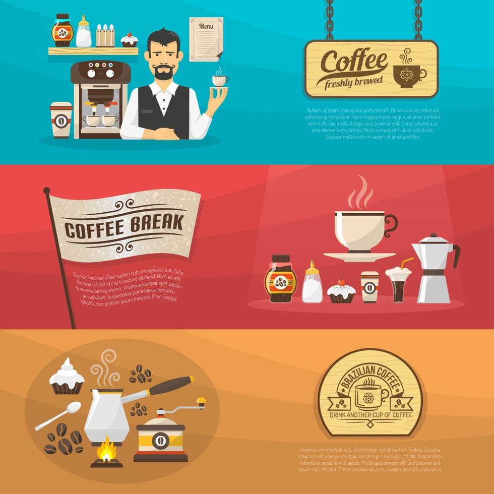 Coffee banners in a flat style design vector