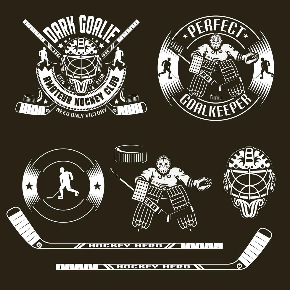 Hockey emblems with goalkeeper vector