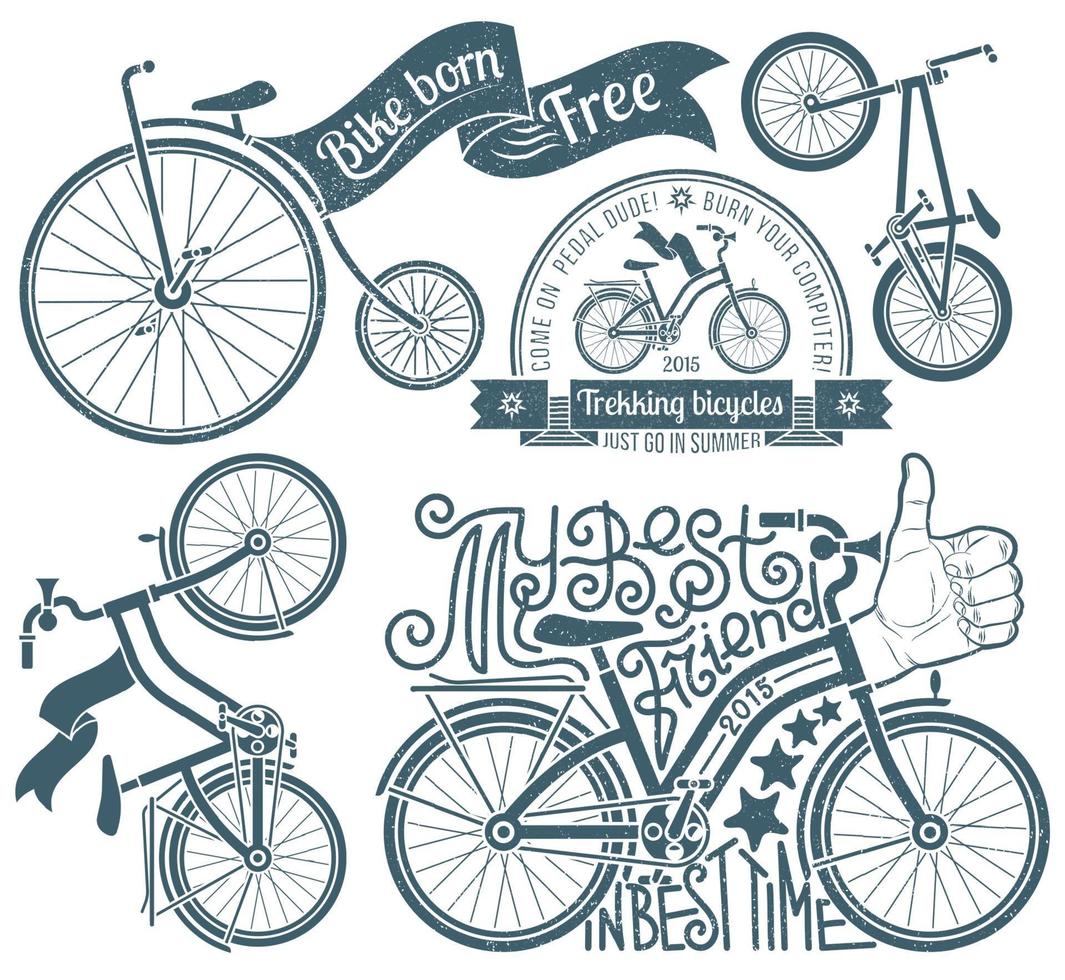 Lettering in logo with a bicycle. vector