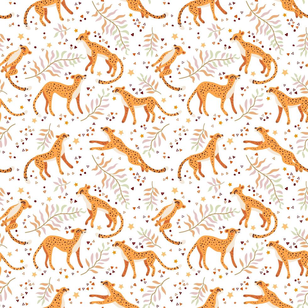 Cheetah and leopards pattern. A vector seamless