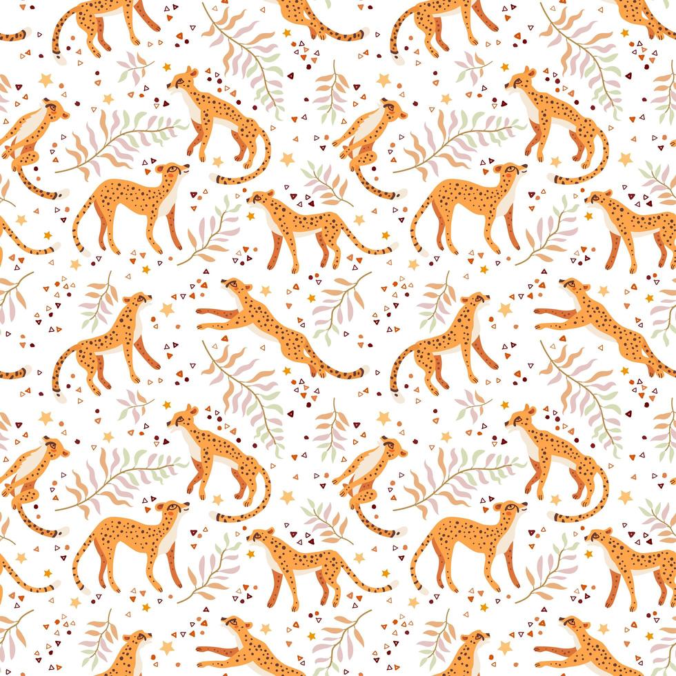 Cheetah and leopards pattern. A vector seamless