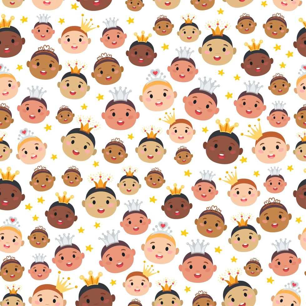 A Childish cartoon princesses with crowns pattern vector