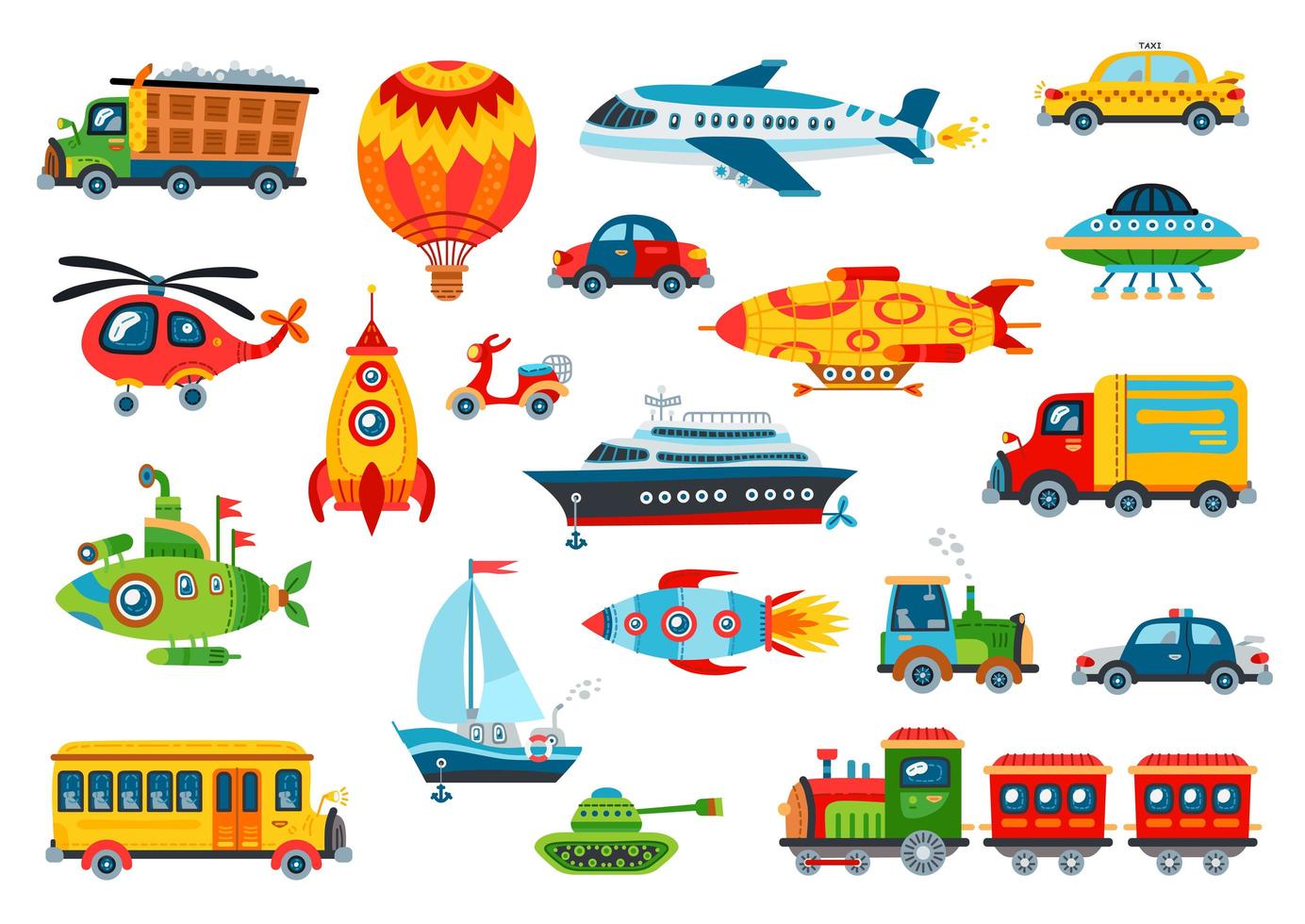 Big toy transport set isolated on white 3260954 Vector Art at Vecteezy