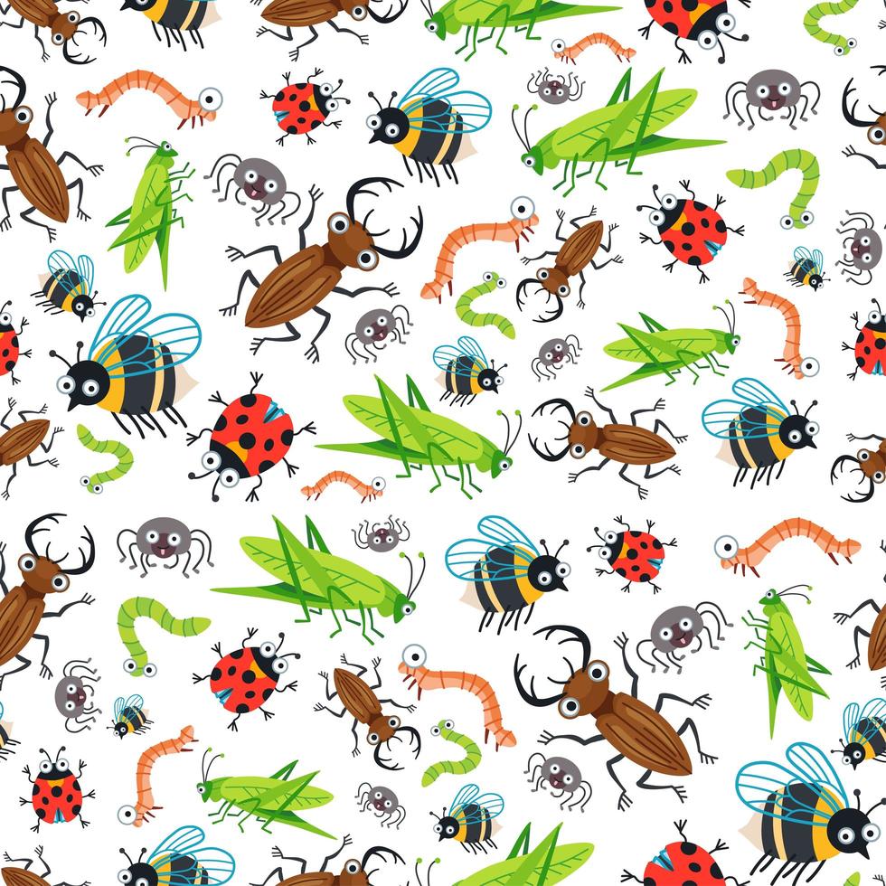 Childish bright cartoon insects pattern. A vector