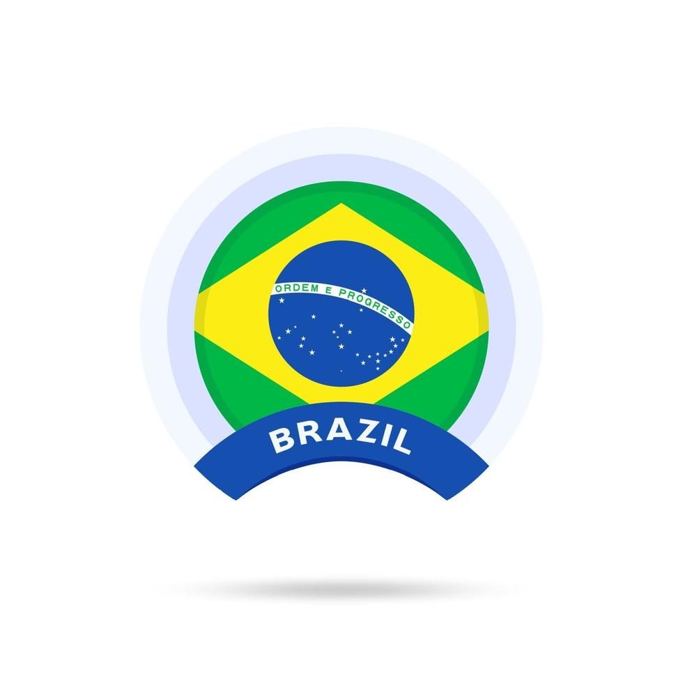 brazil national flag Circle button Icon vector