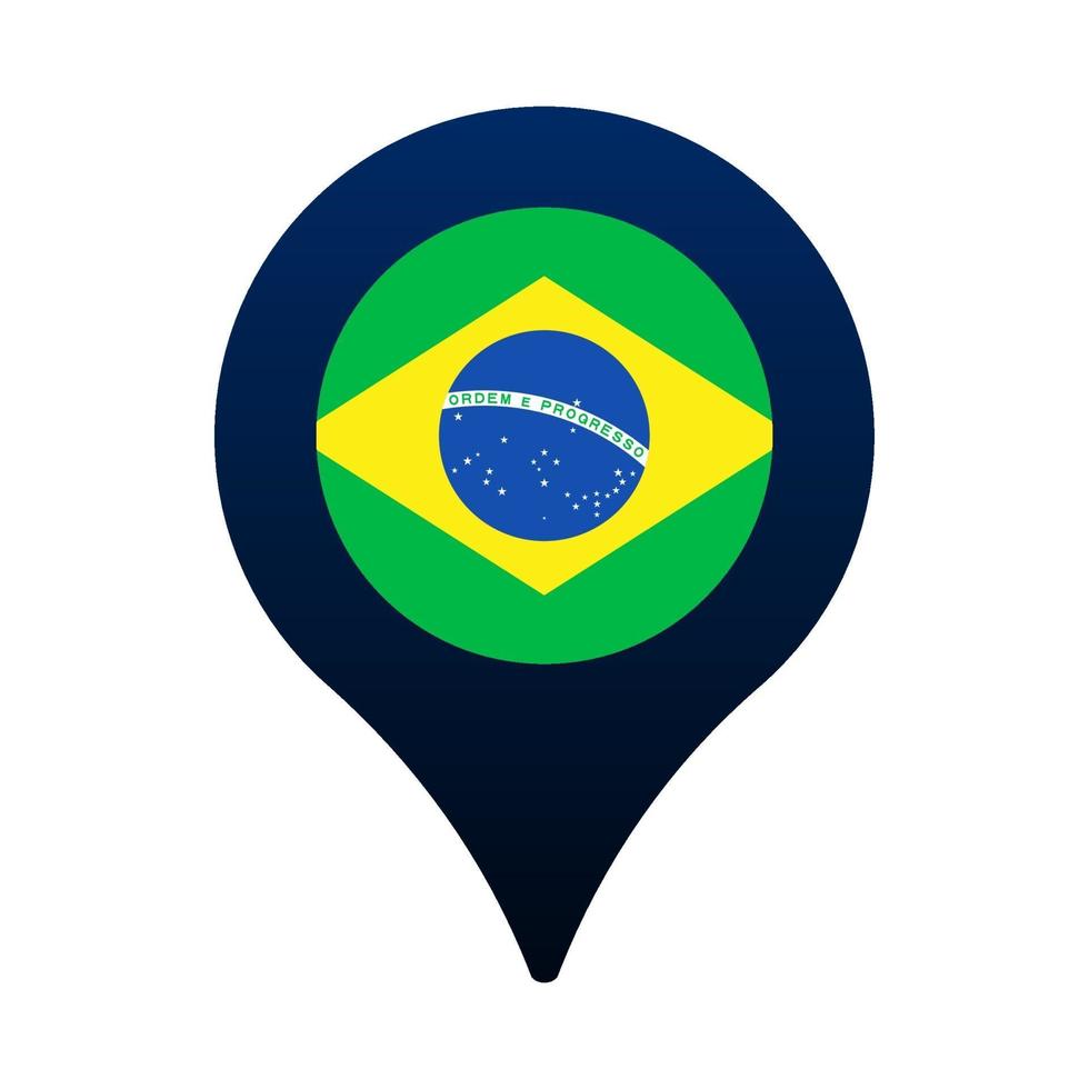 brazil flag and map pointer icon vector