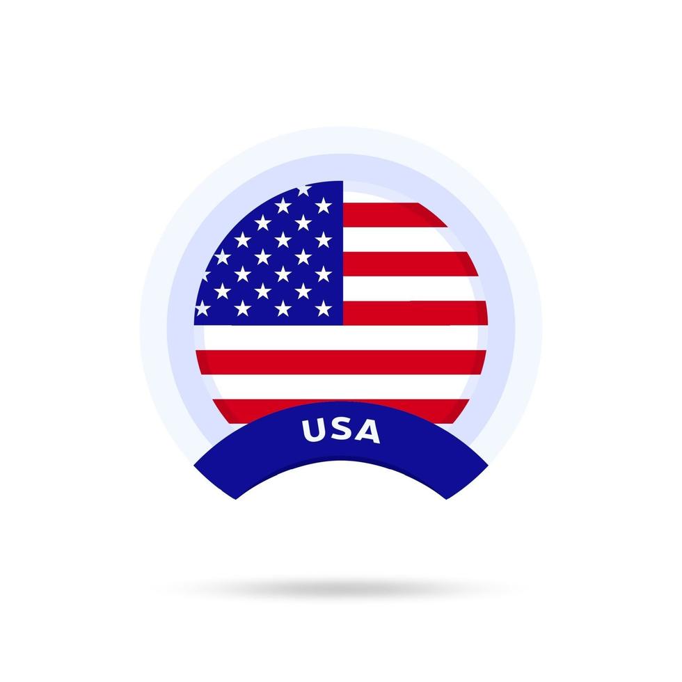 usa national flag Circle button Icon. Simple flag vector