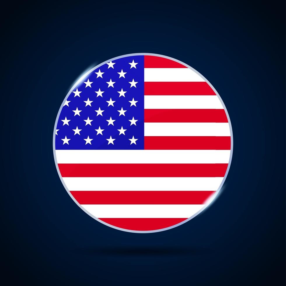 usa national flag Circle button Icon vector