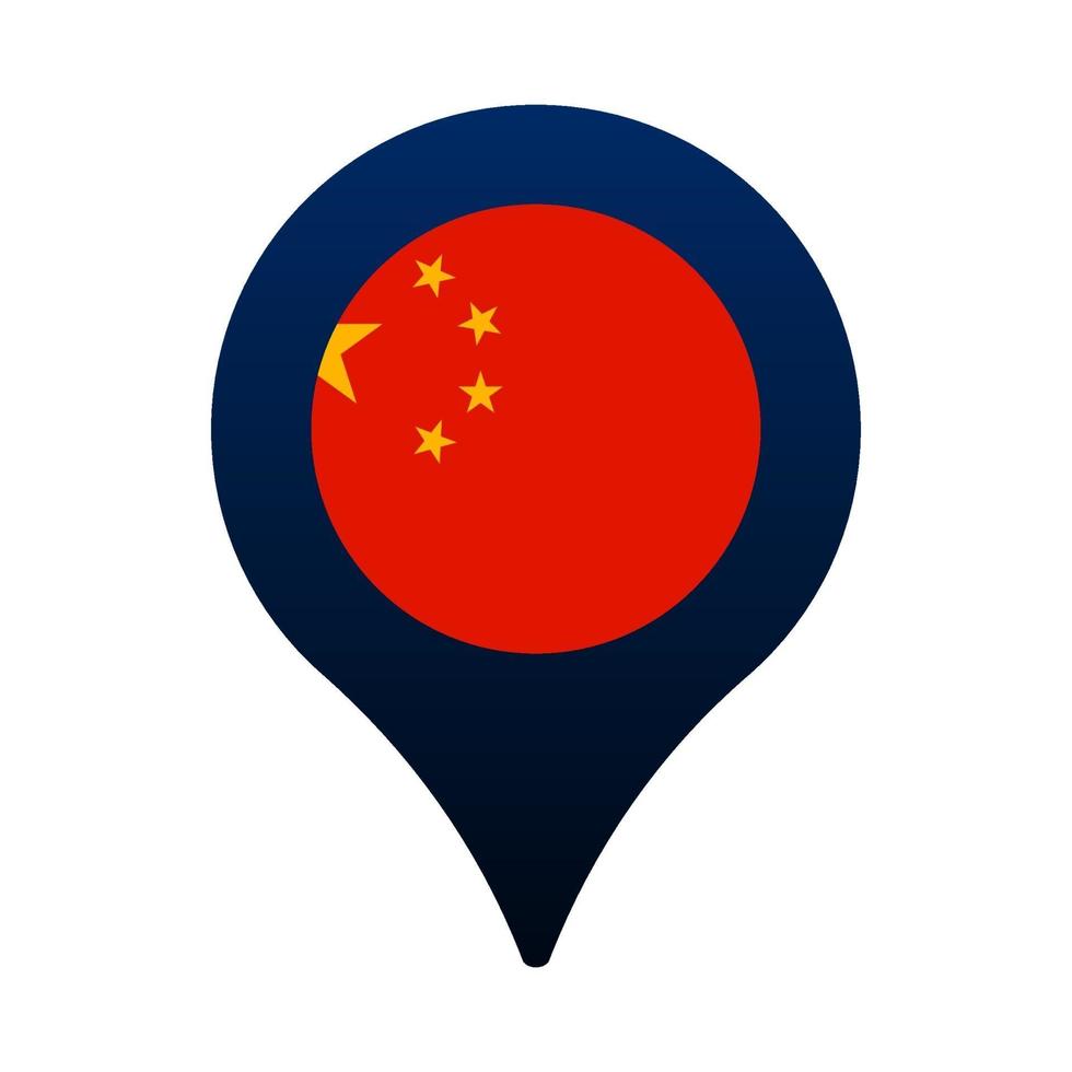 china flag and map pointer icon vector