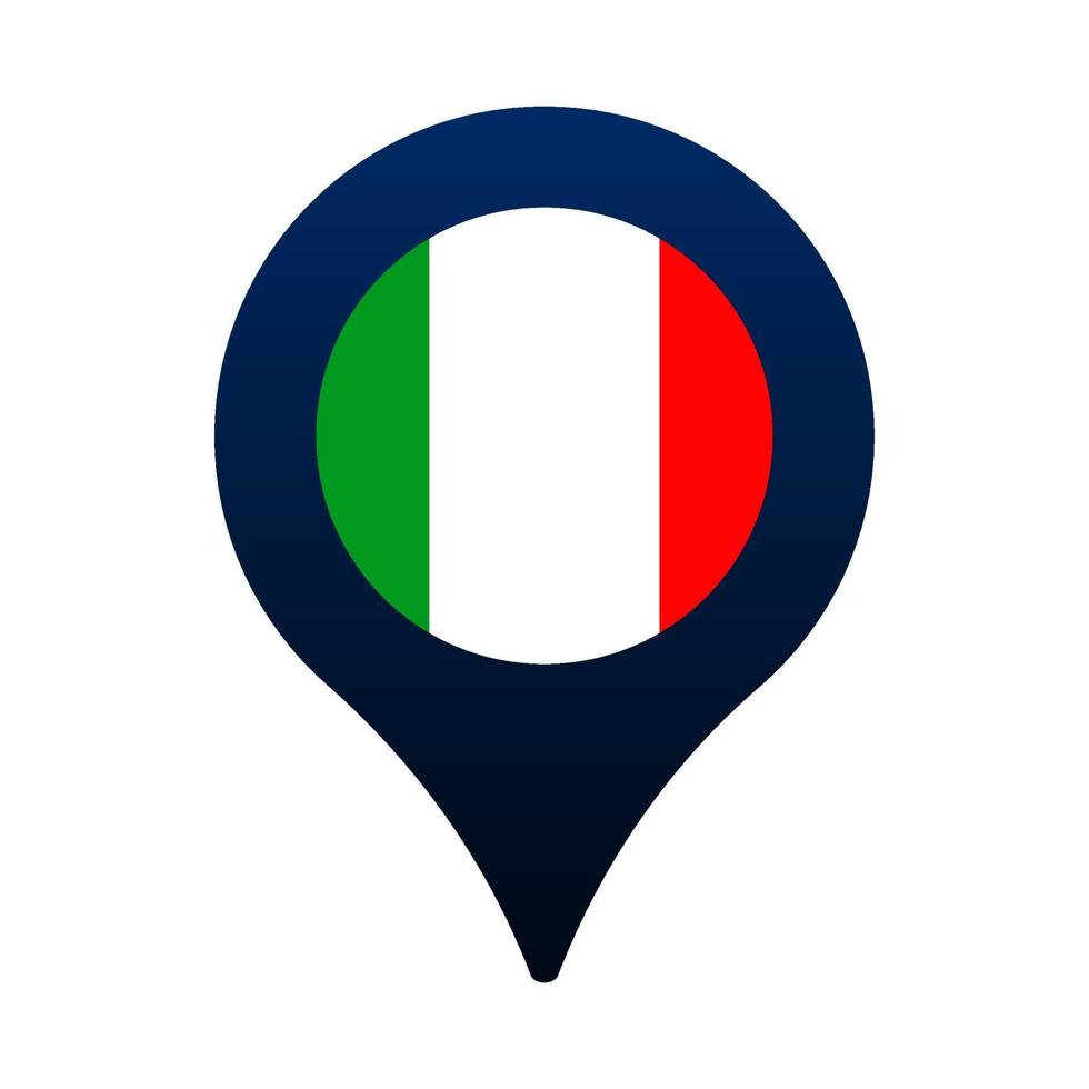 italy flag and map pointer icon vector