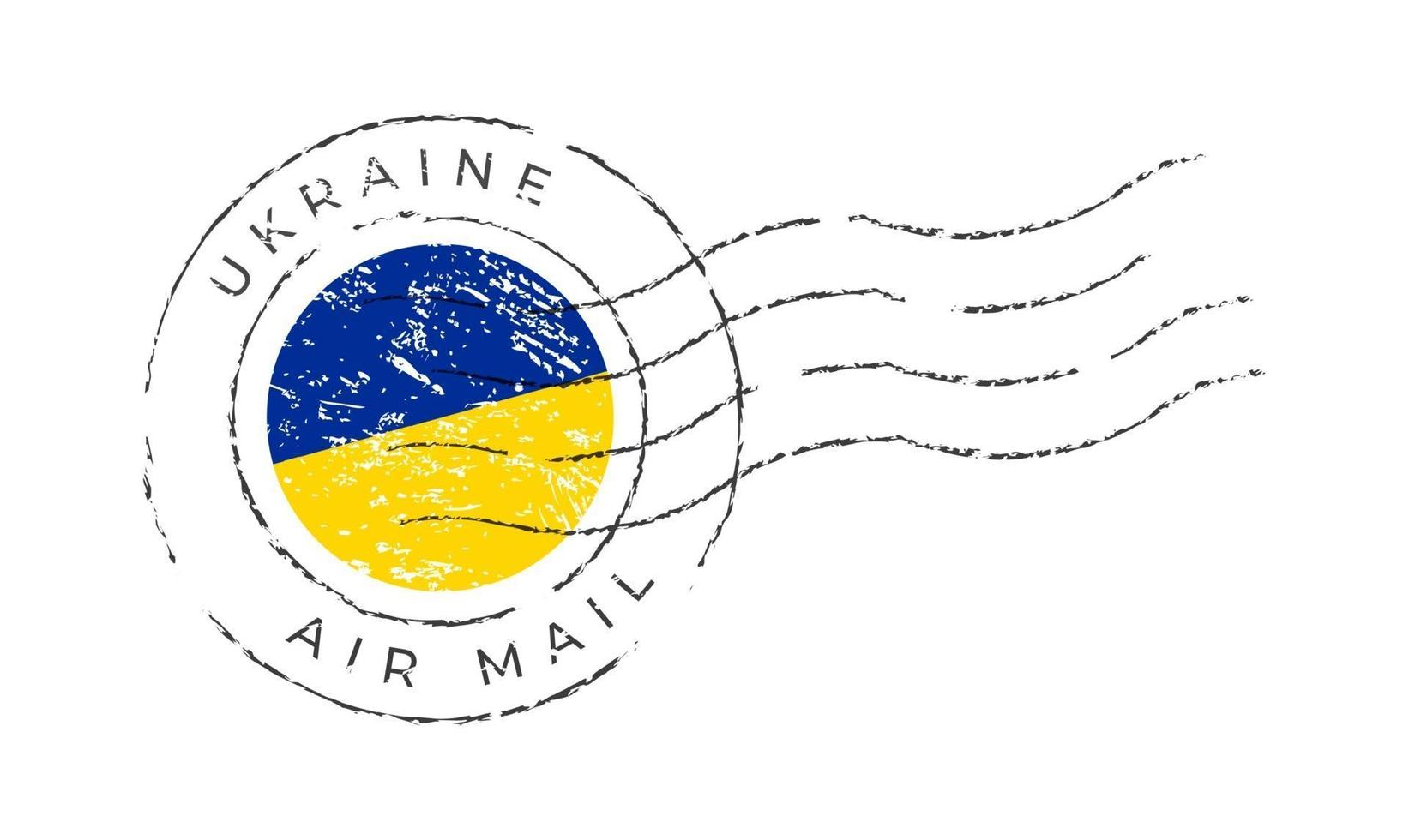 marca postal de Ucrania. sello postal de la bandera nacional vector