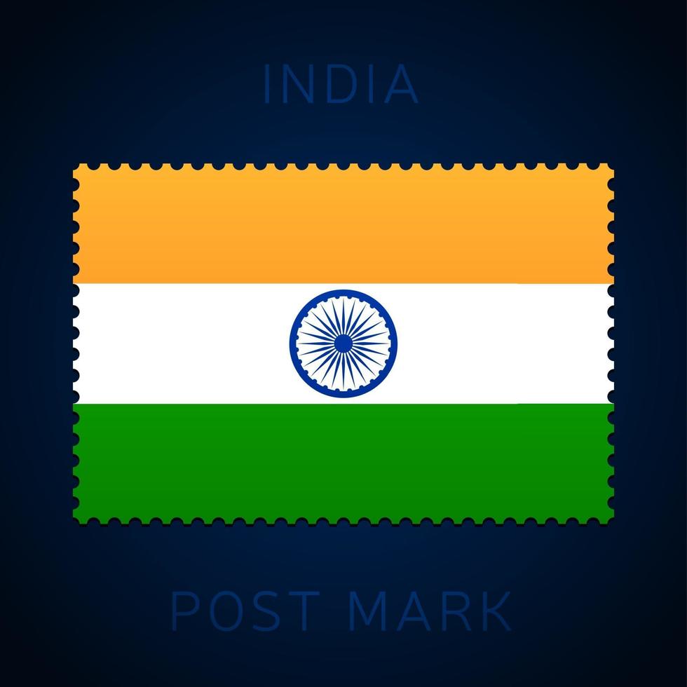 india postage mark. National Flag Postage Stamp isolated on white vector