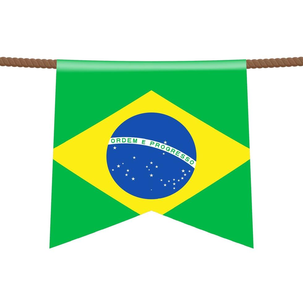 brazil national flags hangs on the ropes vector