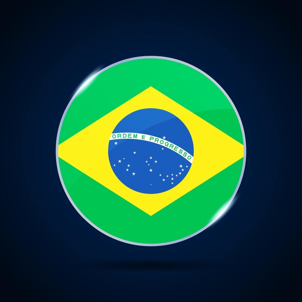 brazil national flag Circle button Icon vector