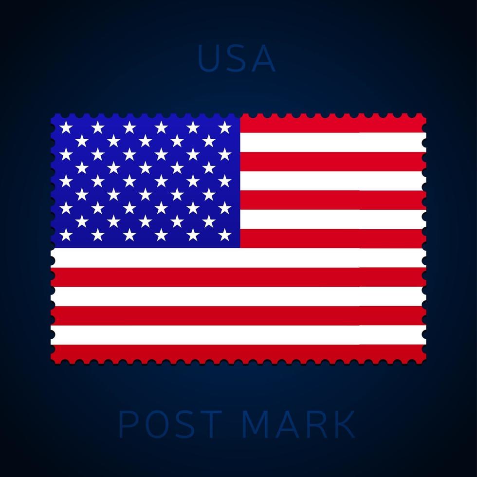 marca de correos de EE. UU. Sello de la bandera nacional aislado en blanco vector