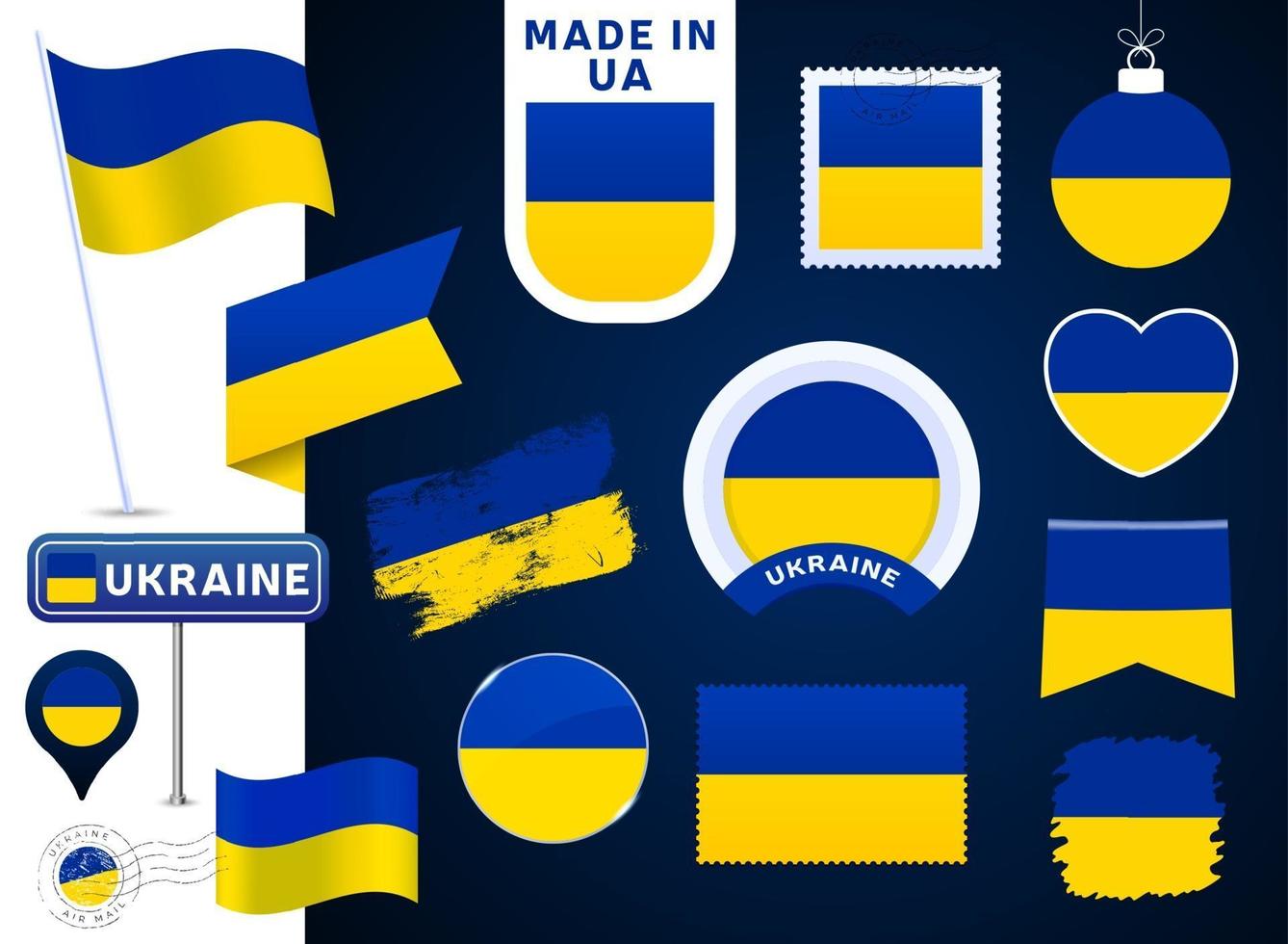 ukraine flag vector collection. big set of national flag design