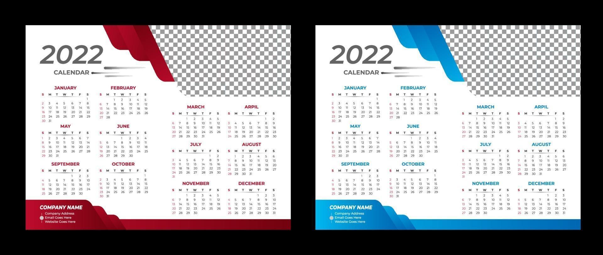 escritorio calendario diseño 2022 plantilla calendario de pared 2022 vector